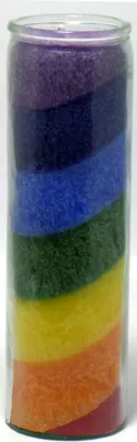 Produktbild von Kerze im großen Glas - Regenbogen - ohne Duft - Regenbogen Glaskerze - Höhe ca. 20,5 cm