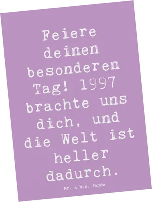 Produktbild von Mr. & Mrs. Panda Grußkarte Spruch 1997 Geburtstag - Lavendeltraum - Geschenk, Alter, Geburtstagsfreude, bildkarte, Postkarten, Geburtstagsgeschenk, geboren, Postkarte