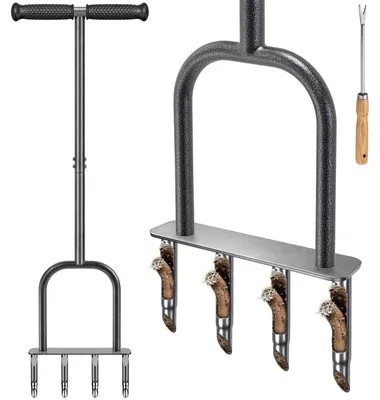 Rasenkernbelüfter 4 Zinken, 94 cm, manuell, mit Unkrautstecher
