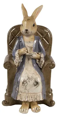 Imagen del producto de Clayre & Eef, figura decorativa de conejo, 11x10x18 cm, color beige y marrón, material: plástico