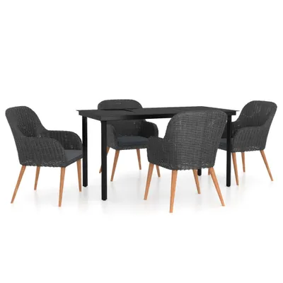 Image de vidaXL Ensemble de jardin 5 pièces avec coussins Noir