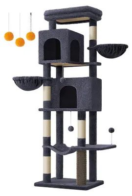 Obrázok produktu pre Škrabadlo pre mačky – viacúrovňové škrabadlo – 3 úrovne – plyš – sisal – 57 x 45 x 175 cm
