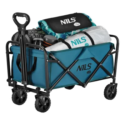 Zdjęcie produktu dla Wózek ręczny NILS CAMP NC4306, składany, turkusowy, pojemność 70 l, nośność do 60 kg