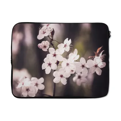 Produktbild von MuchoWow® Laptop Hülle 17 Zoll Laptoptasche Blumen - Weiß - Natur - Pflanze - Blüte - Zipper - Schutzabdeckung