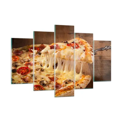 Produktbild von Bilder auf glas - Pizza Käse Tomaten - 150x100cm - Glasbilder - Wandbilder - Kunstdruck - zum Aufhängen bereit - Wanddekoration aus Glas - Glas Bilder - Wandbild auf Glas - 5 Teile - GEA150x100-3784