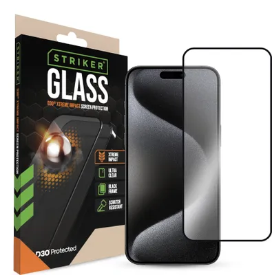 Zdjęcie produktu dla Striker D3O Tempered Glass Edge To Edge Screen Protector Apple iPhone 15 Pro Max