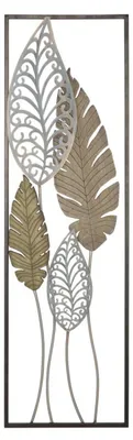 Produktbild von Wandpaneel Blätter -B- aus Eisen und MDF-Holz, Gold und Silber