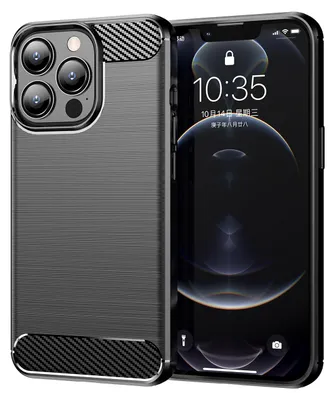 Produktbild von iPhone 13 Pro Hülle, Carbon-Faser TPU Silikon Stoßfest Schutzhülle für iPhone 13 Pro Schwarz