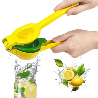 Immagine prodotto di Spremiagrumi manuale 2-in-1, giallo, per limoni e arance, spremiagrumi per la cucina