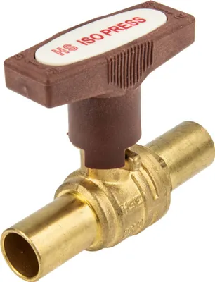 Produktbild von HS ISOPRESS Heizungs-Kugelhahn mit Ø 28 mm Press-Klemmanschluß, ISO-T-Griff, MS-blank
