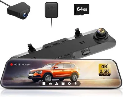 Zdjęcie produktu dla Zestaw podwójnych kamer samochodowych – kamera samochodowa Full HD – widoczność w nocy – czujnik ruchu – obiektyw szerokokątny – tryb parkowania – nagrywanie w pętli – z kartą SD
