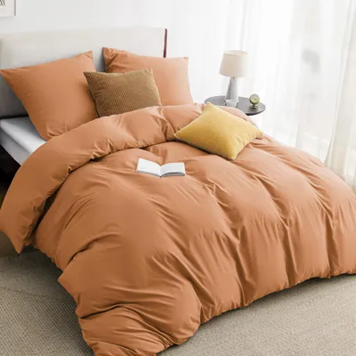 Productafbeelding van Bettenset, 155x220 cm, oranje - 1 dekbedovertrek 155x220 cm en 2 kussenslopen 80x80 cm