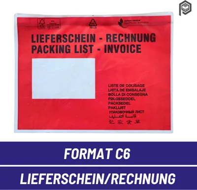 Produktbild von 250 x Lieferscheintaschen C6 Rot Lieferschein-Rechnung Dokumententaschen Begleitpapiertaschen Lieferschein