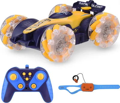 Obrázek produktu pro Kaskadérské RC auto s ovládáním gesty a funkcí rozprašování, 360° otočné driftovací auto na dálkové ovládání s LED světly, dynamickou hudbou, oboustrannou jízdou, 2.4G