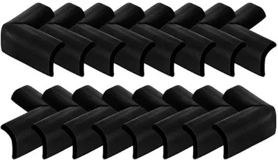 Image de Ceintures de sécurité pour enfants - Lot de 16 protections d'angle en mousse souple pour bébés - Protections d'angle pour bébés - Protections d'angle noires - Amortisseurs de chocs