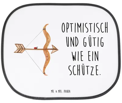 Produktbild von Mr. & Mrs. Panda Sonnenschutz Fenster Auto Sternzeichen Schütze - Weiß - Geschenk, Hitzeschutz, Schützenfest, Geburtstag Dezember, Sonnenblende, November