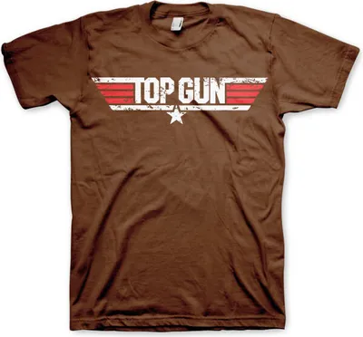 Produktbild von Top Gun Distressed Logo T-Shirt - Large - Brown