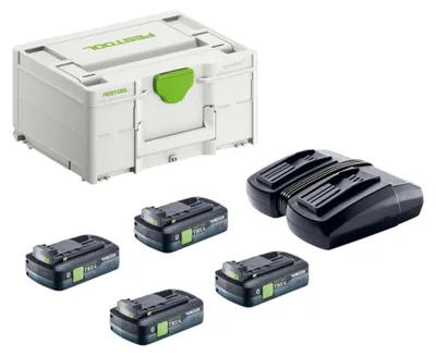 Produktbild von Festool Energie Set SYS 18V 4xTBX4/TCL6DUO ( 578823 ) mit 4x BP 18 TBX 4 C-ASI Akku 18 V 4,0 Ah + TCL 6 DUO Doppel Ladegerät + Systainer