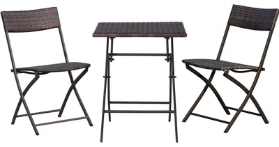 Produktbild von Polyrattan Bistroset für 2 Personen Sitzgruppe Rattan Gartenmöbel Set Garnitur Braun