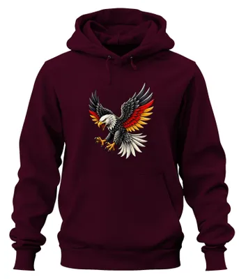 Produktbild von Deutschland Adler Bundesadler Stolz Statement Sarkasmus Hoodie Kapuzenpullover, Burgundy, XXL