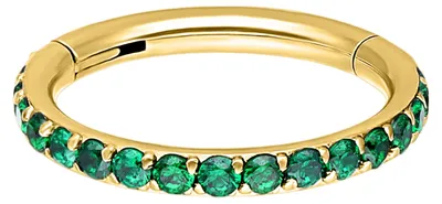Produktbild von Wildcat Piercingringe - Pave Set Crystals Conch Ring aus Chirurgenstahl 316L, Körperstelle: Ohr, Nase, Lippe, Bauchnabel, Stärke: 1,2mm| Durchmesser: 10,0mm, Gold-Smaragdgrün
