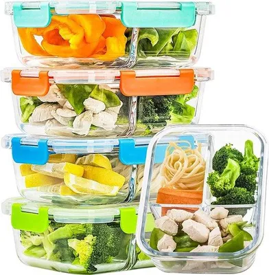 Produktbild von Glas Meal Prep Baksystem mit Deckel - Verschlussbehälter für Overnight Oats - Glas - Diepvriesbehälter - 2er Set - Glas - Behälter für Frühstück und Snack - Glas - Verschlussbehälter