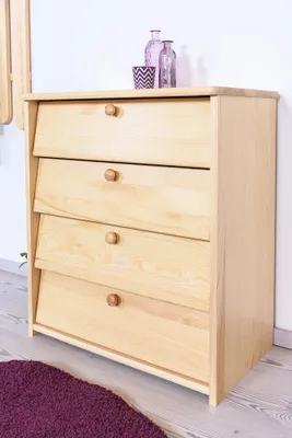 Produktbild von Moderner Massivholz Schuhschrank Natur mit 4 Kippschubladen, 80x72x40 cm (HxBxT)