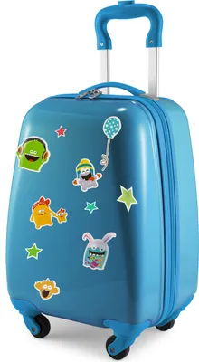 Produktbild von HAUPTSTADTKOFFER - For Kids - Kindergepäck Kinderkoffer für Jungs Monster-Sticker, Koffer für Kinder mit Rollen, Kabinentrolley glänzend 24 Liter,Cyanblau