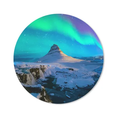 Produktbild von MuchoWow® Mauspad Mousepad Nordlichter - Berge - Island 40x40 cm - Mousepads - Maus Mat - Pad - Mausunterlage - Schreibtisch Accessoires