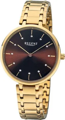 Produktbild von Regent 12211030 Damen-Armbanduhr, Edelstahl-Gehäuse, Metall-Armband