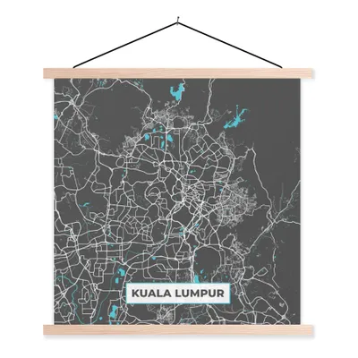 Produktbild von MuchoWow® Textilposter Kuala Lumpur - Stadtplan - Karte - Blau - Karte 60x60 cm mit holzfarbenen Rahmen - Wanddekoration