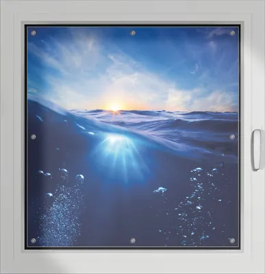 Produktbild von Wallario Lichtschutzbild, Dekorativer Sichtschutz Sonnenschutz 96 x 93 cm mit Motiv: Wellen im Meer bei Sonnenuntergang - Verdunklung ohne Bohren
