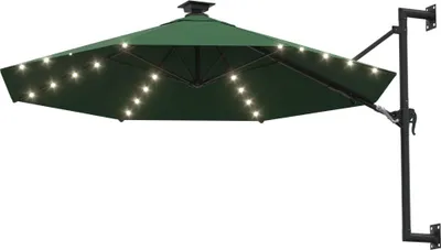 Obrázek produktu pro vidaXL Slunečník pro montáž na stěnu s LED diodami 300 cm Zelený