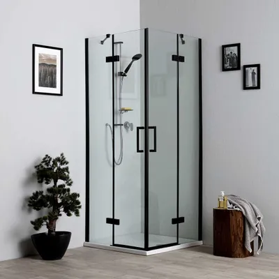 Immagine prodotto di Box doccia nero senza profili 80x80 cristallo 6mm | London