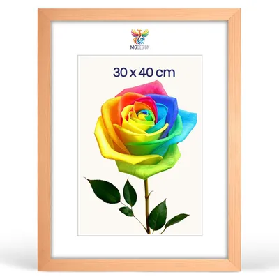Produktbild von MG Design Bilderrahmen 30 x 40 cm - Fotorahmen mit Natur Holzrahmen (Echtholz) und bruchsicherem Acrylglas, Hoch & Quer zum Aufhängen, zum Aufstellen