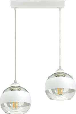 Produktbild von LUXOLAR Led Pendelleuchte 2 flammig - Deckenleuchte Weiß E27 60W - Hängelampe für Wohnzimmer, Küchen - Weiß Glas Kugeln