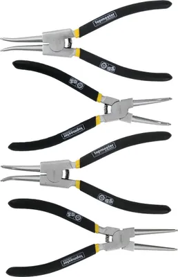 Immagine prodotto di Set pinze per anelli di sicurezza Seeger a becco curvo e dritto interni/esterni , pinze con punte dritte e curve per bloccaggio interno ed esterno 6" 150 mm  ,4 pezzi Topmaster