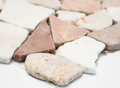 Produktbild von Handmuster Mosaik Fliese Marmor Naturstein rot beige Bruch Ciot Rosso Verona Botticino MOS44-1002_m