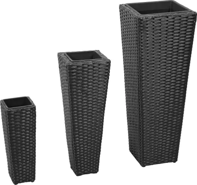 Produktbild von The Living Store Garten-Hochbeet 3-tlg. Poly Rattan Schwarz