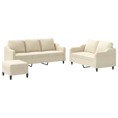 Produktbild von 3-tlg. Sofagarnitur mit Kissen Creme Stoff