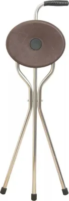 Obrázek produktu pro Garcia 1880 vycházková hůl se sedátkem – Trio Maxi – hnědá – trojnožka – maximální nosnost 125 kg – výška sedátka 57 cm – výška chůze 87 cm – hmotnost 860 gramů