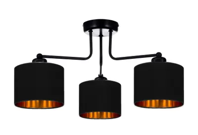 Produktbild von Deckenlampe Schwarz Lampe Leuchte aus Velours Vintage Modern E27 Designerlauchte 3-flammig N230-E3-S