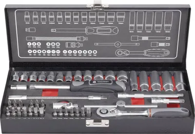 Produktbild von TOOLCRAFT Steckschlüsselsatz metrisch 1/4 (6.3 mm) 45teilig 826386
