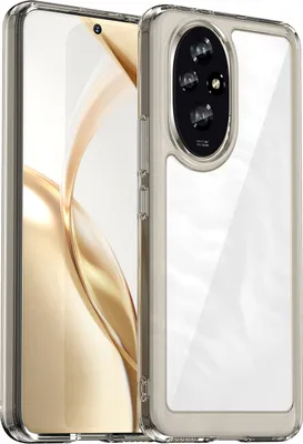 Produktbild von Schutzhülle für Honor 200 Klar Rückseite Stoßfeste TPU Silikon Bumper Hülle Grau