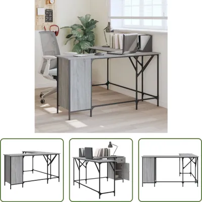 Obrázek produktu pro The Living Store Psací stůl Grey Sonoma 141x141x75 cm Materiál na bázi dřeva