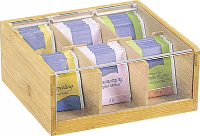 Immagine prodotto di KESPER Organizer per il tè, 6 scomparti, 22 x 21 x 9,5 cm, bambù/plastica KESPER 58903