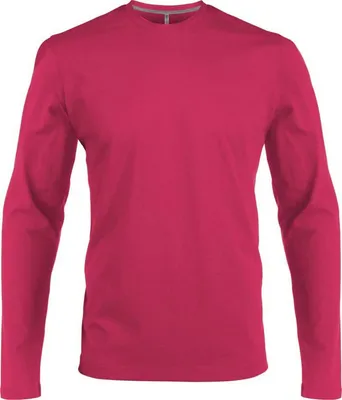 Produktbild von Kariban Herren Langarmshirt Longsleeve Long Sleeve T-Shirt Baumwolle, Größe:3XL, Farbe:Fuchsia
