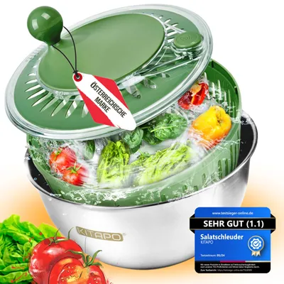 Salatschleuder 4,5 l, 2-in-1, mit Wasserablauf, spülmaschinengeeignet