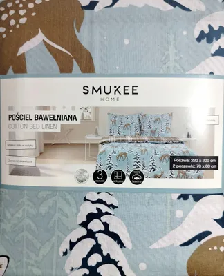 Produktbild von Smukee Baumwoll-Bettwäsche Winter Rentier-Motiv 220x200 cm