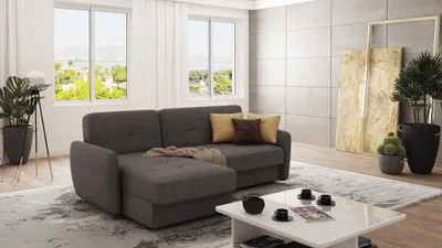 Produktbild von S-STYLE MÖBEL - Modernes Ecksofa Lento mit Ottomane und Schlaffunktion aus Braun - Khaki Luxusmicrofaser - Ottomane links, B/T/H: 232 cm/ 147 cm/ 83